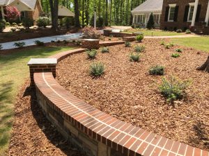Finished Curved Stone Brick Retaining Wall