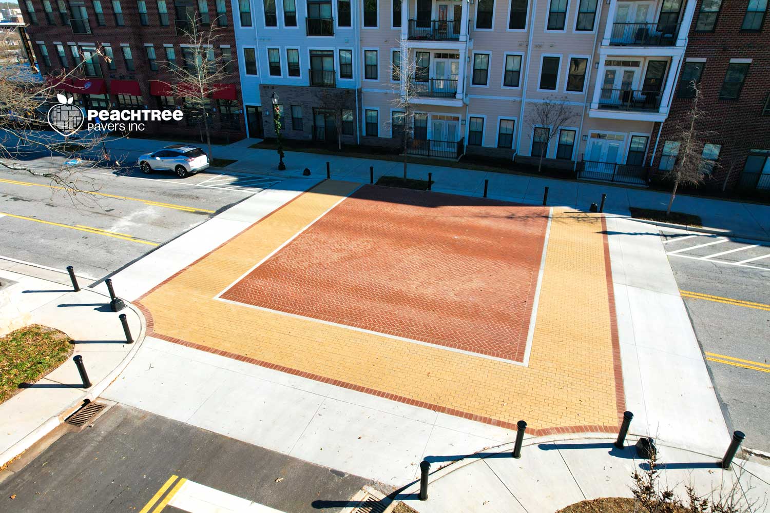 Clay pavers create attractive, functional speed tables in